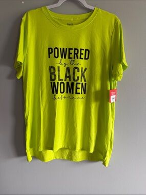 jcpenney Neon Yellow Graphic Tee "Powered by the Black Women"